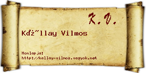 Kállay Vilmos névjegykártya